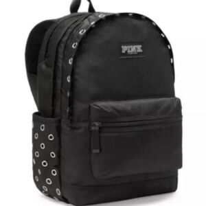 Victoria's Secret PINK Campus Backpack Laptop Travel Book Bag Tote Black Grommet